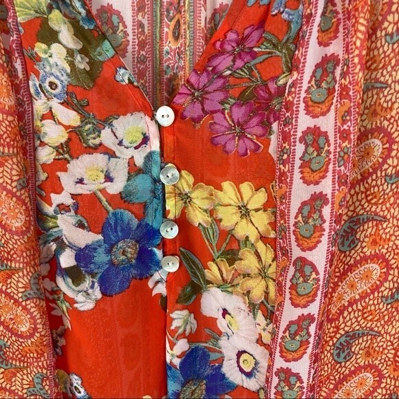 Figueroa&Flower Anthropologie Floral Patterned Tunic Split Neck Size Sm. Womens - Picture 8 of 12